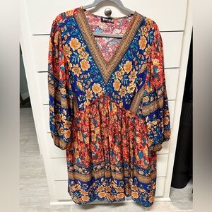 Floral Bohemian Dress with V-Neck